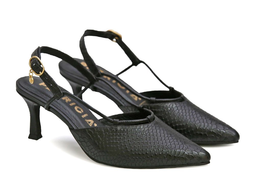 Alternative view of Zapatilla de tacon en cuero negro