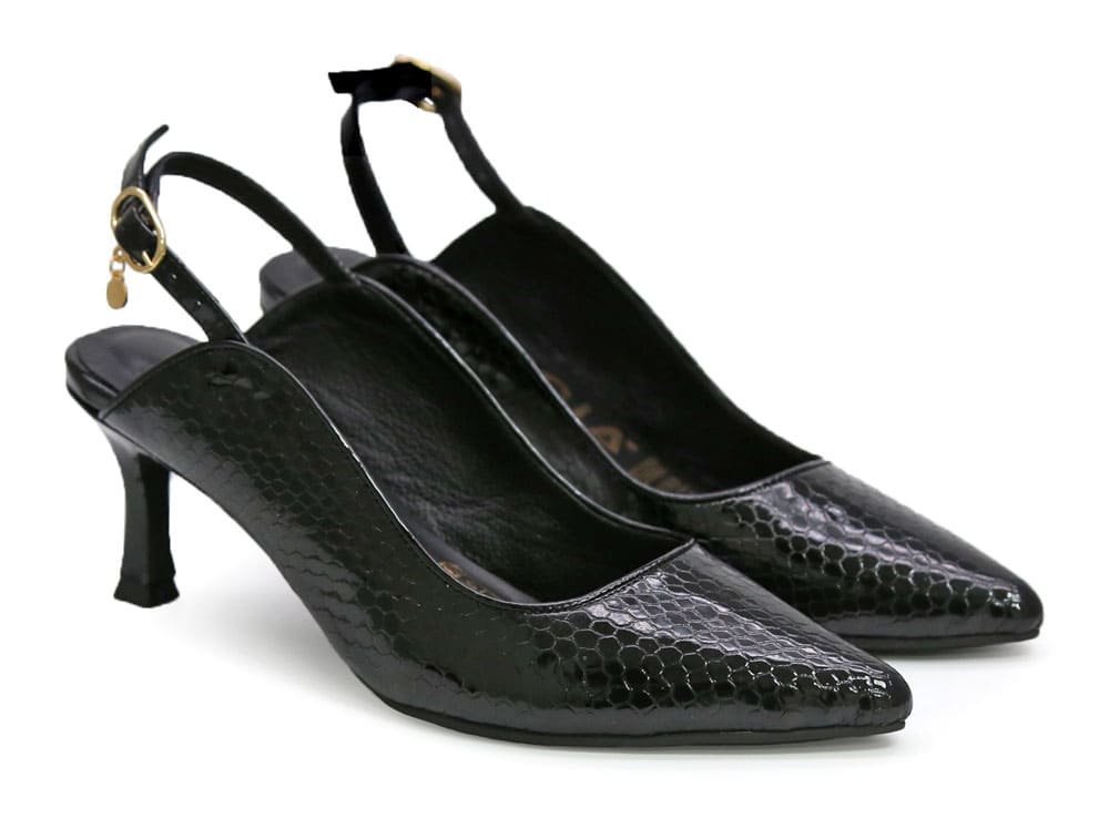 Alternative view of Zapatilla de tacon en cuero negro