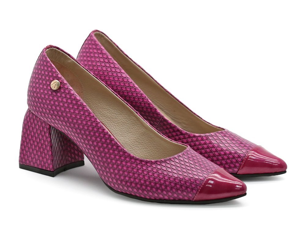 Alternative view of Zapatilla de tacon en cuero morado