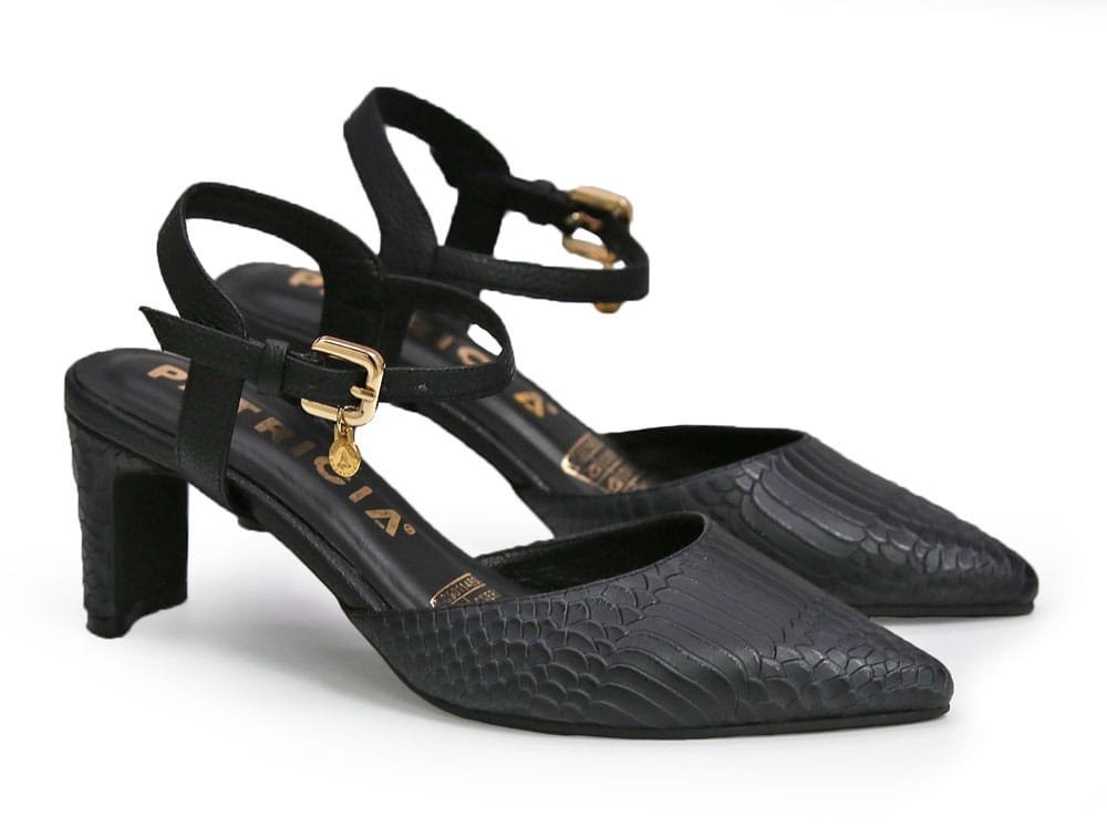 Alternative view of Zapatilla de tacon en cuero negro