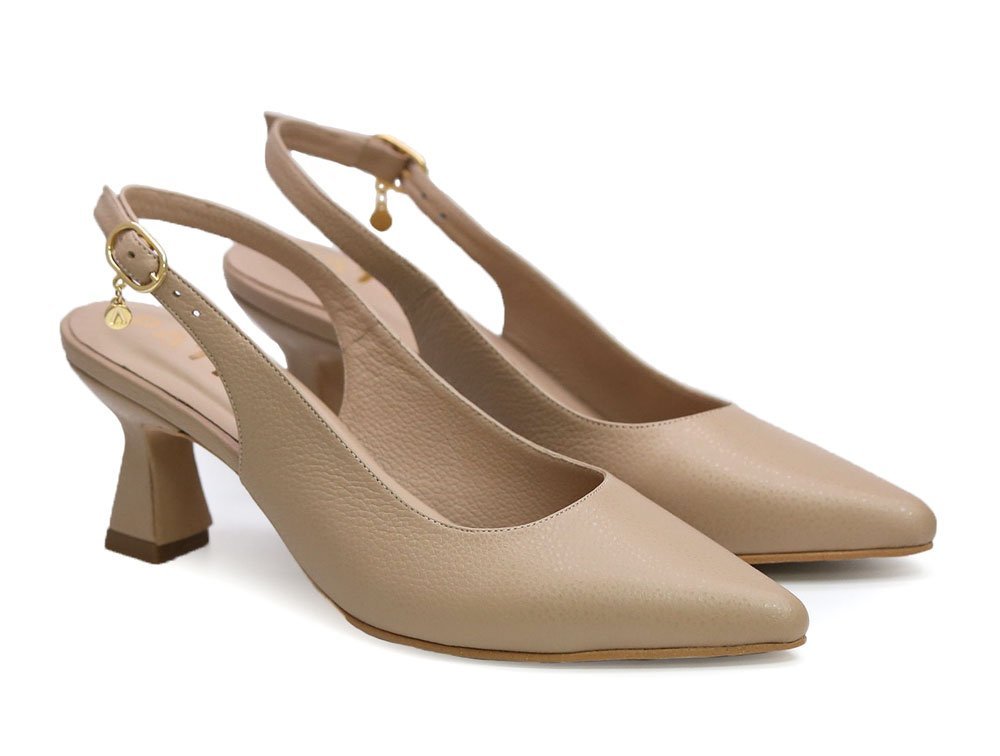 Alternative view of Zapatilla de tacon en cuero pardo