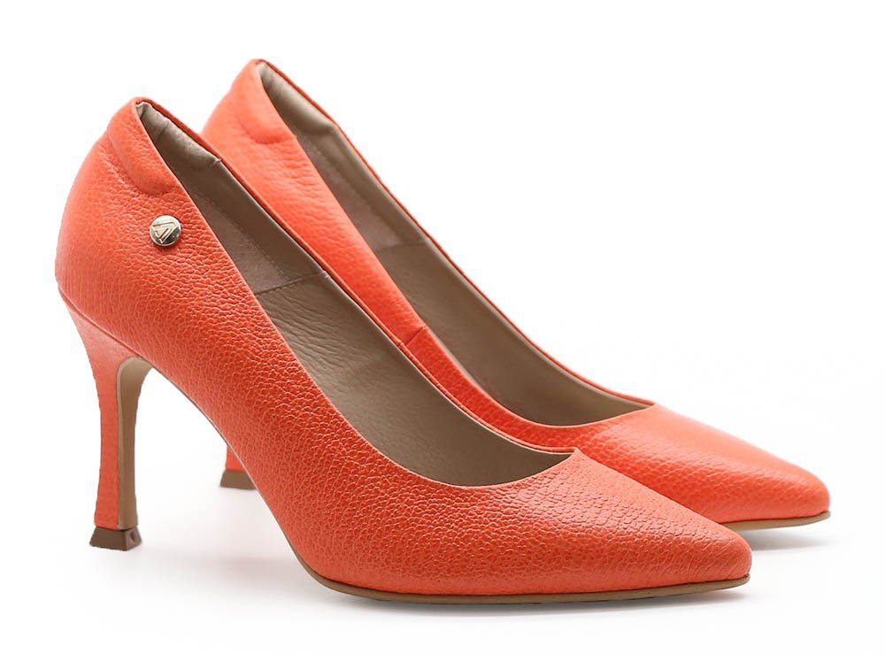 Alternative view of Zapatilla de tacon en cuero naranja