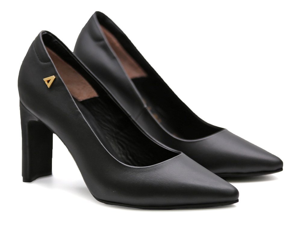 Alternative view of Zapatilla de tacon en cuero negro