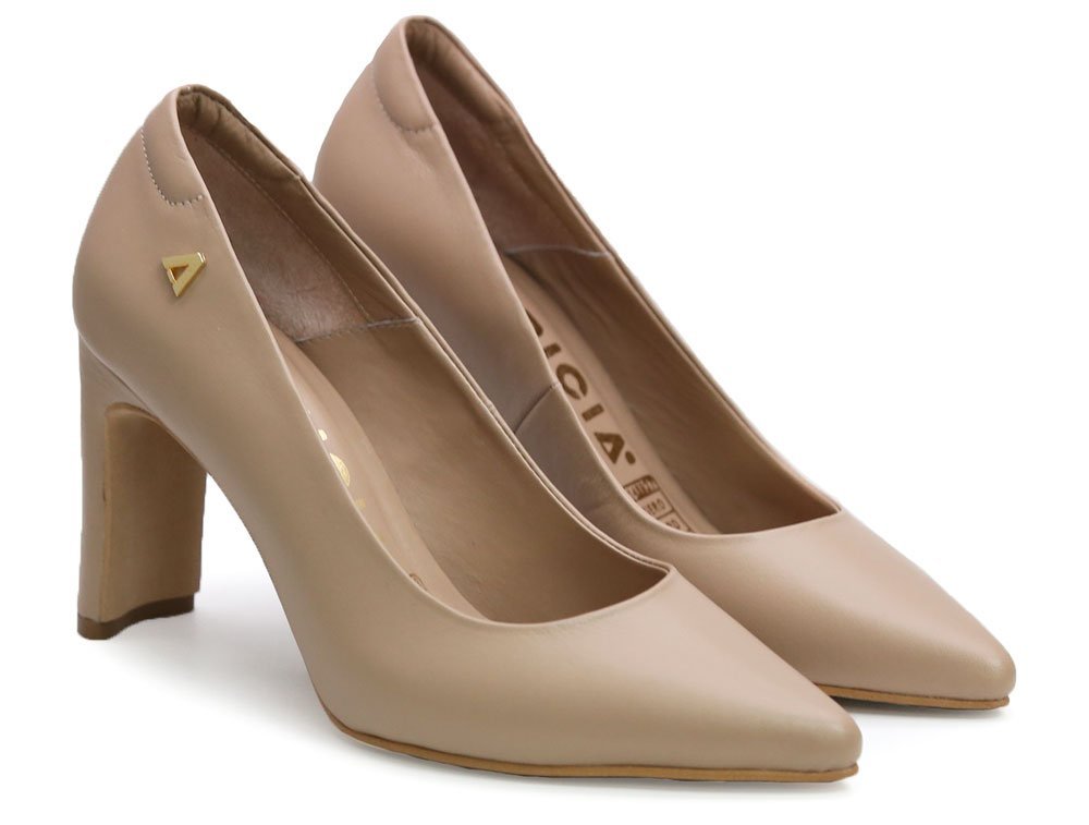 Alternative view of Zapatilla de tacon en cuero nude