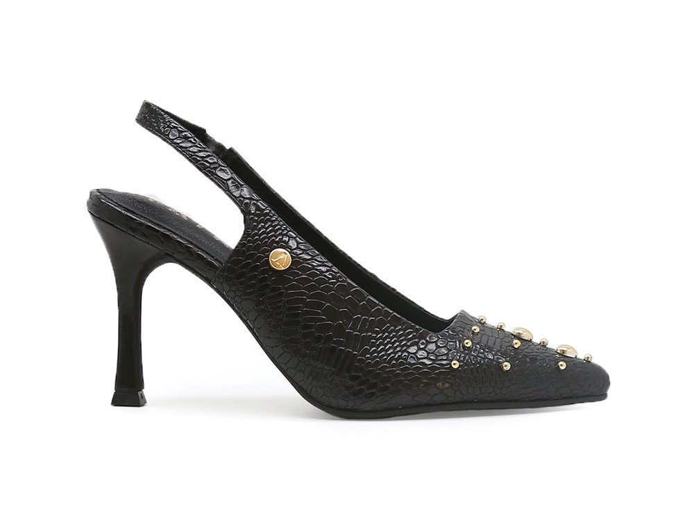 Zapatilla de tacon en cuero