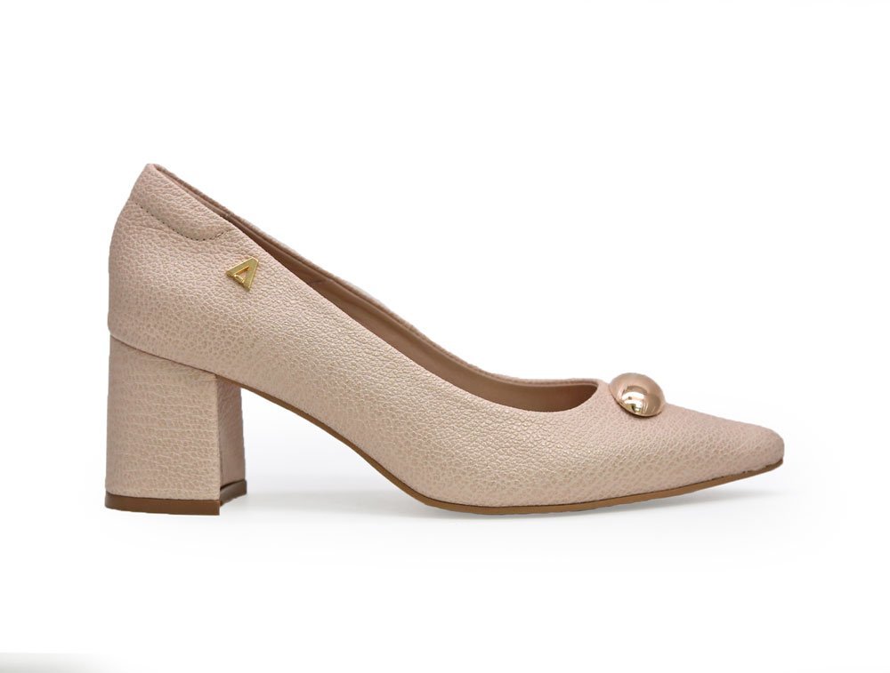 Zapatilla de tacon en cuero nude