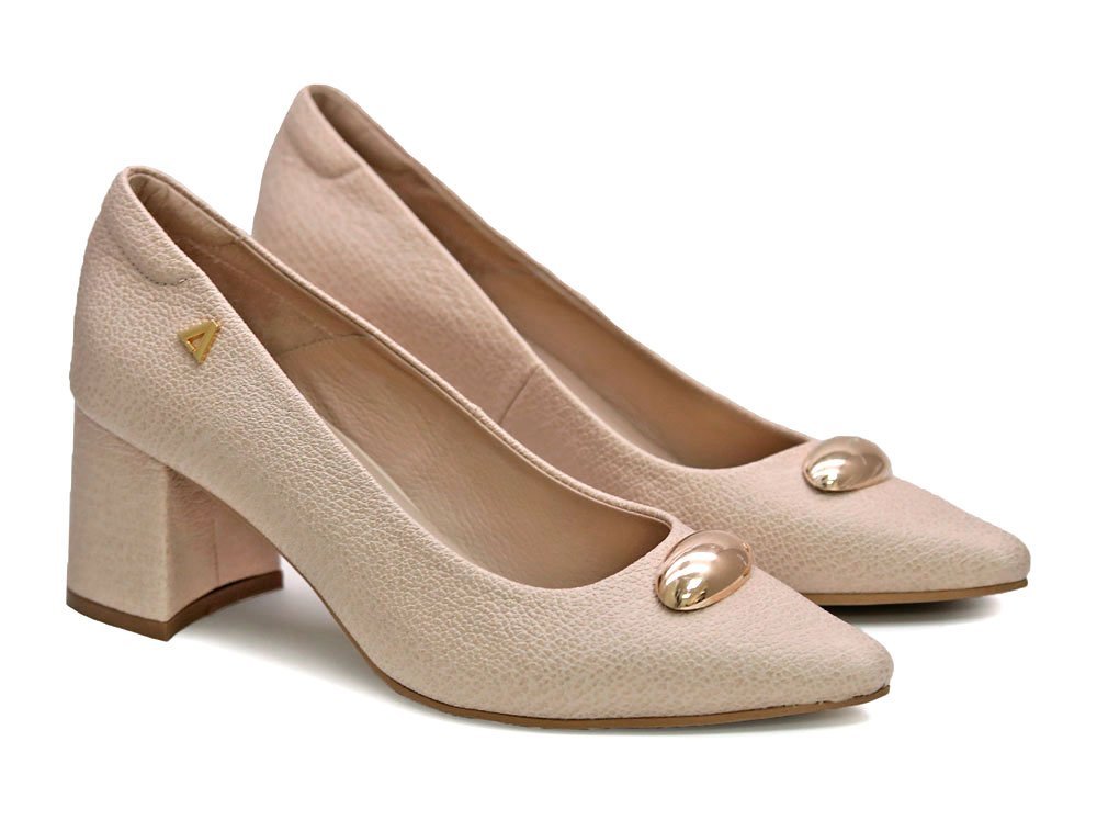 Alternative view of Zapatilla de tacon en cuero nude