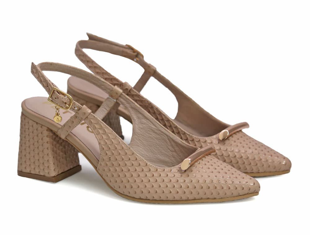 Alternative view of Zapatilla de tacon en cuero capuchino