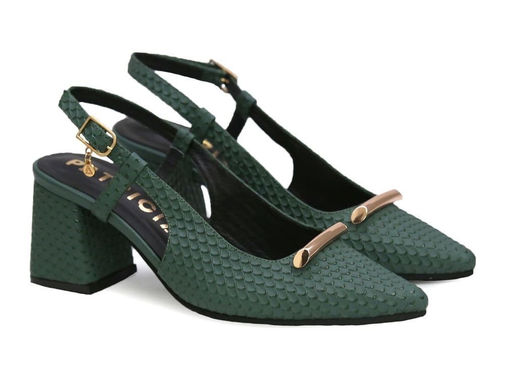 Alternative view of Zapatilla de tacon en cuero verde