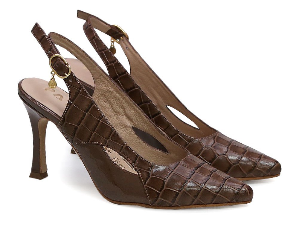 Alternative view of Zapatilla de tacon en cuero castor