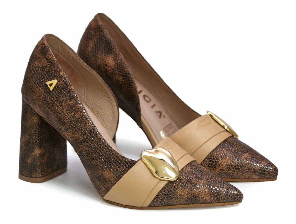 Alternative view of Zapatilla de tacon en cuero miel