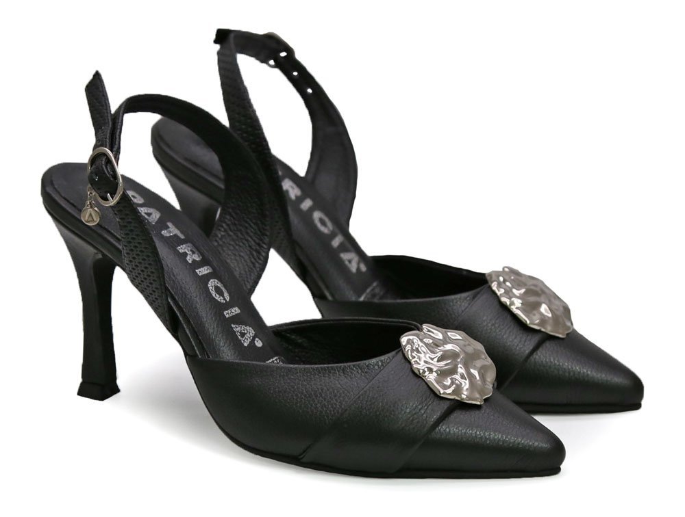 Alternative view of Zapatilla de tacon en cuero negro