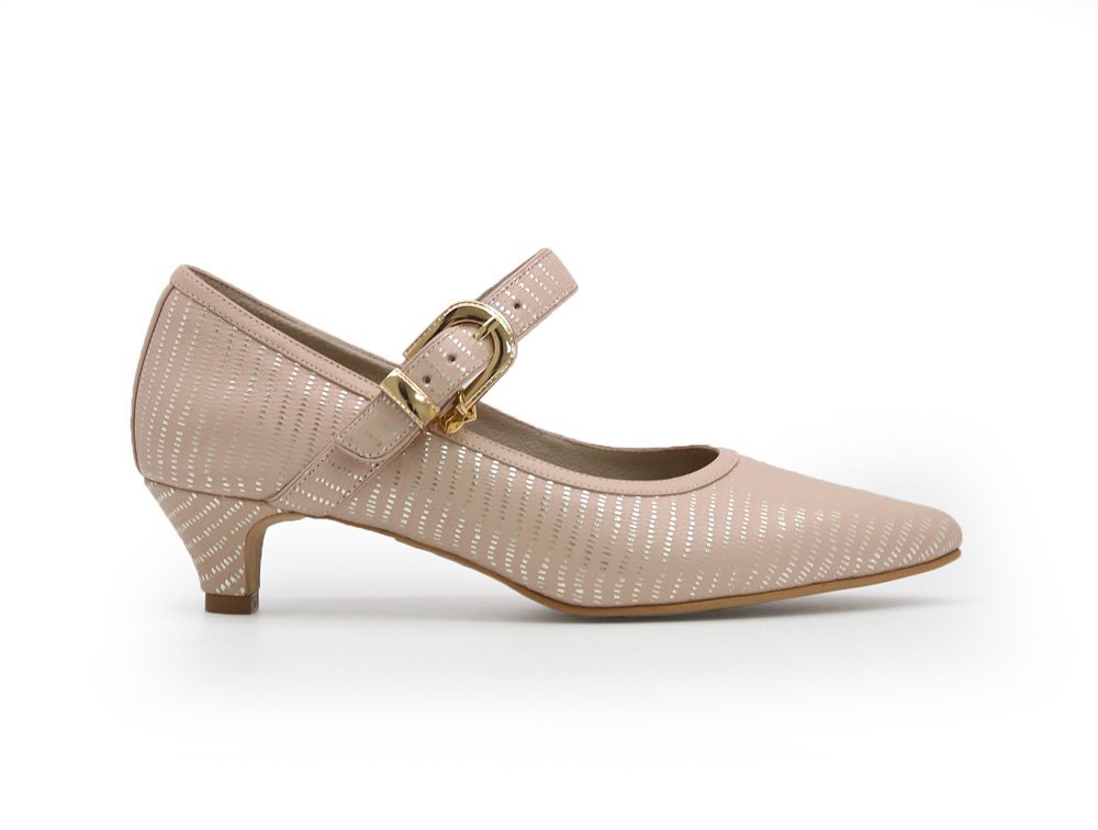 Zapatilla de tacon en cuero nude
