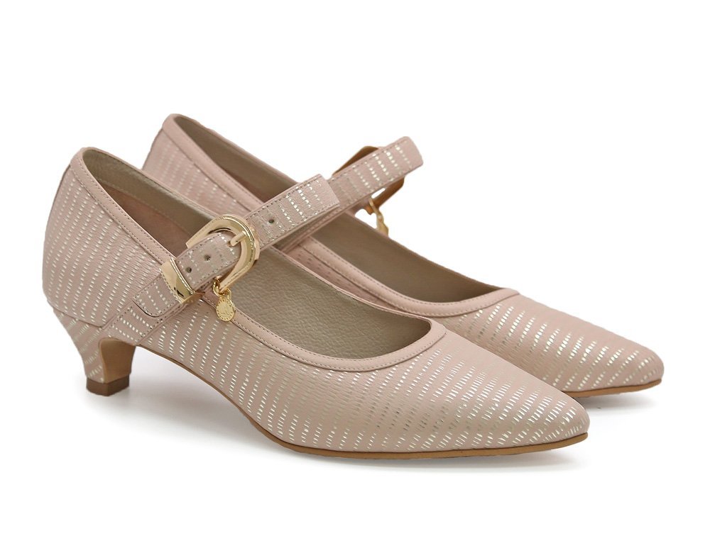 Alternative view of Zapatilla de tacon en cuero nude