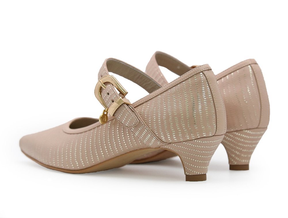 Zapatilla de tacon en cuero nude - Imagen 3