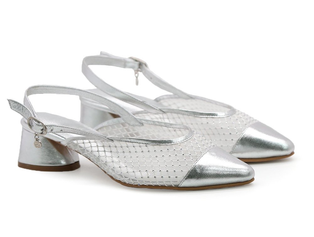 Zapatilla en cuero plata - Imagen 2