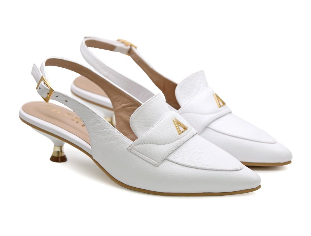 Alternative view of Zapatilla de tacon en cuero blanco