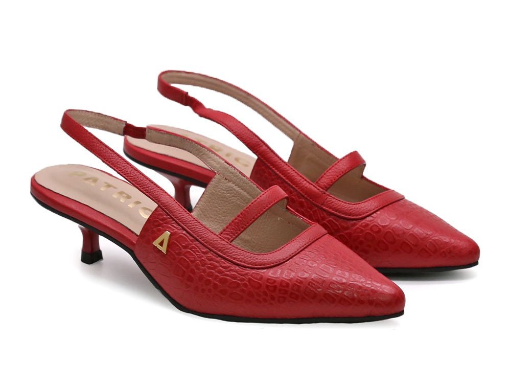 Alternative view of Zapatilla de tacon en cuero rojo