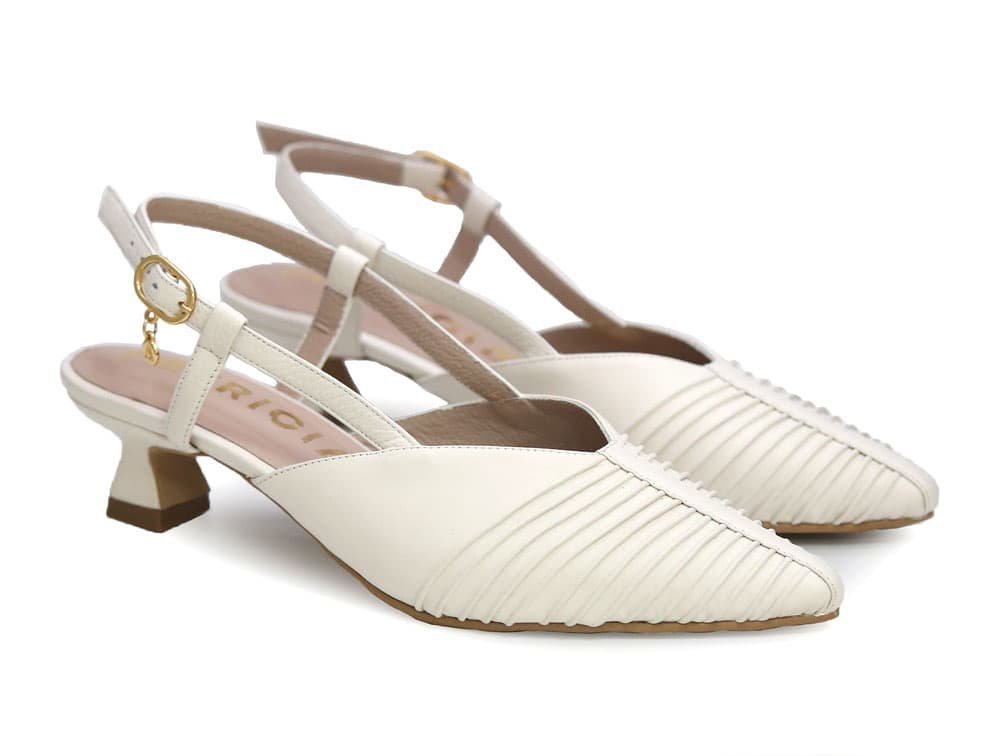 Alternative view of Zapatilla de tacon en cuero blanco