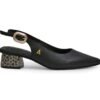 Zapatilla de tacon en cuero negro