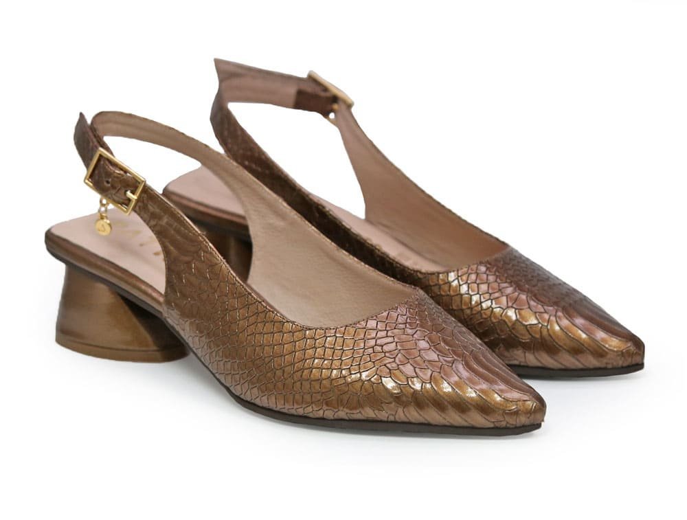 Alternative view of Zapatilla de tacon en cuero cobre