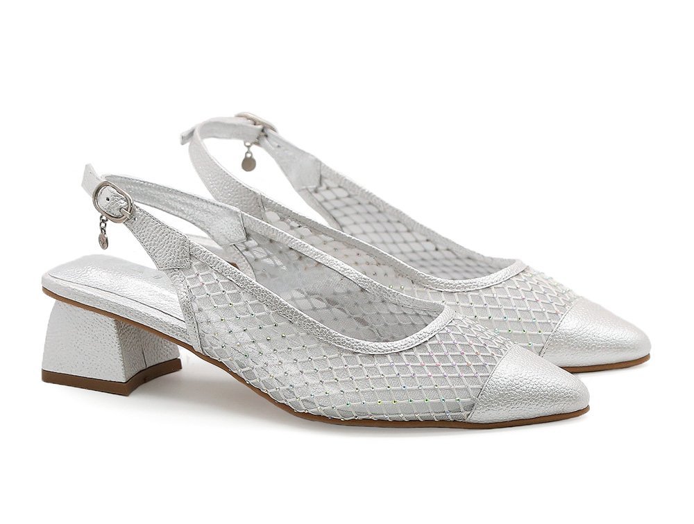 Alternative view of Zapatilla de tacon en cuero plata