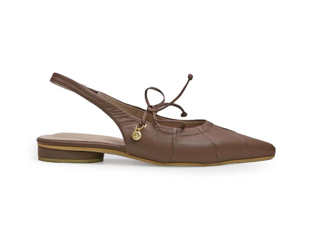 Baleta en cuero castor