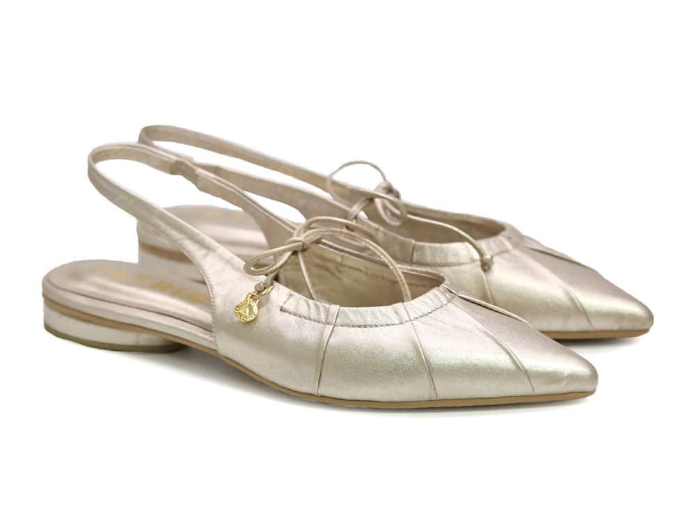 Alternative view of Baleta en cuero oro