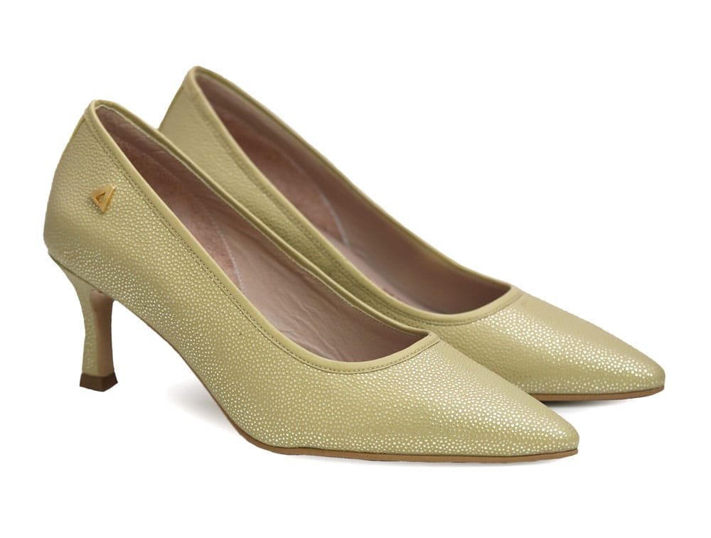 Alternative view of Zapatilla de tacon en cuero verde