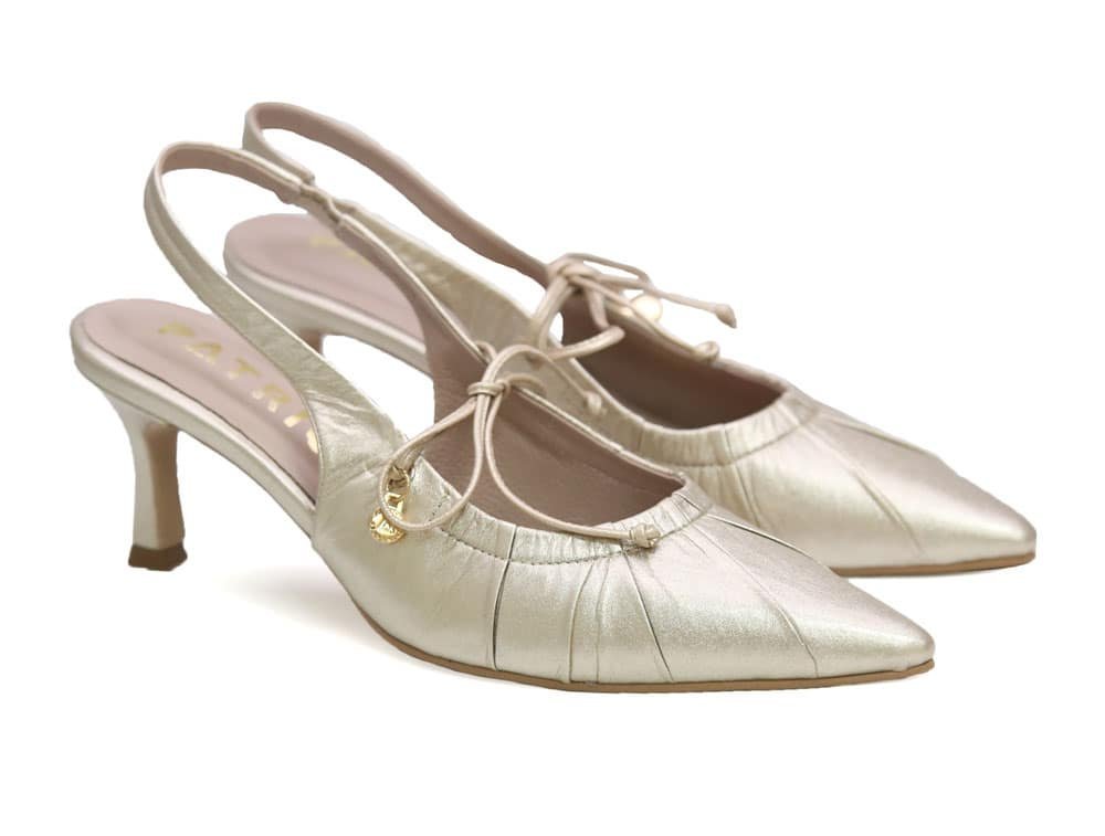 Alternative view of Zapatilla de tacon en cuero oro