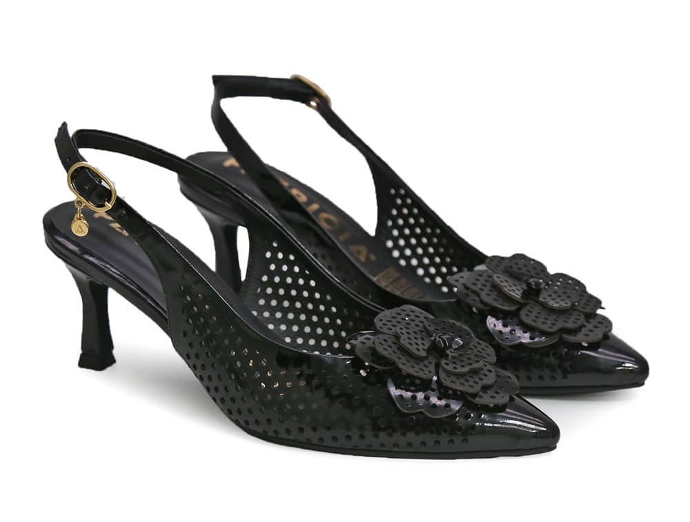 Alternative view of Zapatilla de tacon en cuero negro