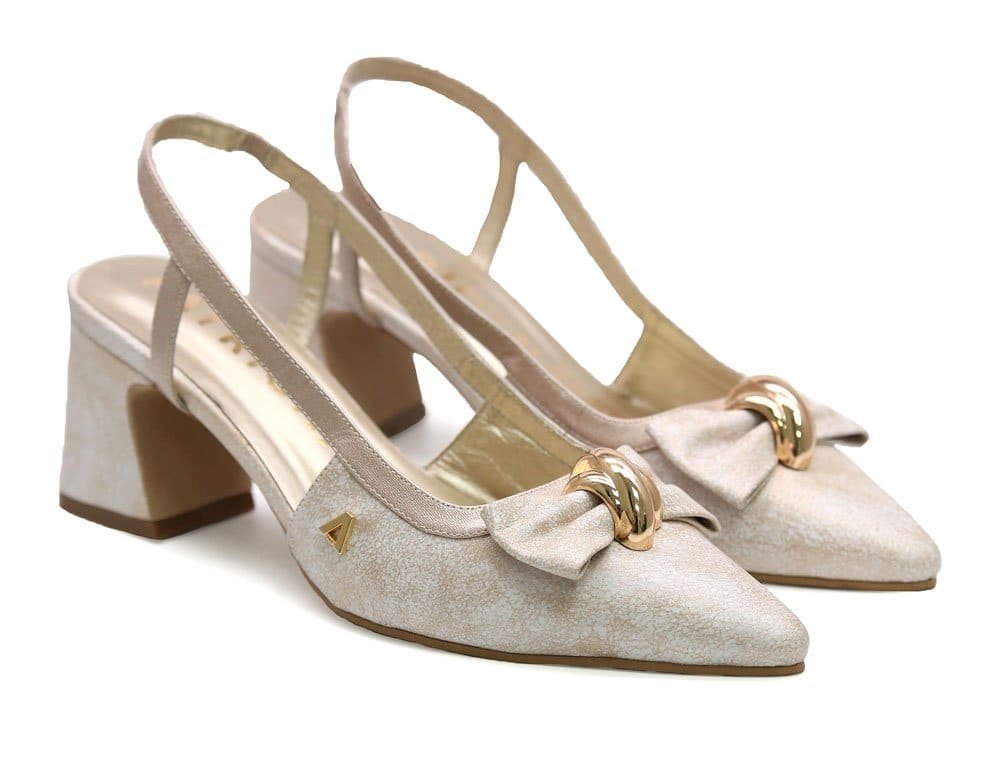 Alternative view of Zapatilla de tacon en cuero oro