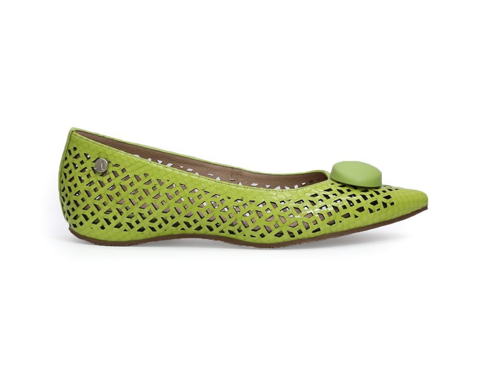 Baleta en cuero verde