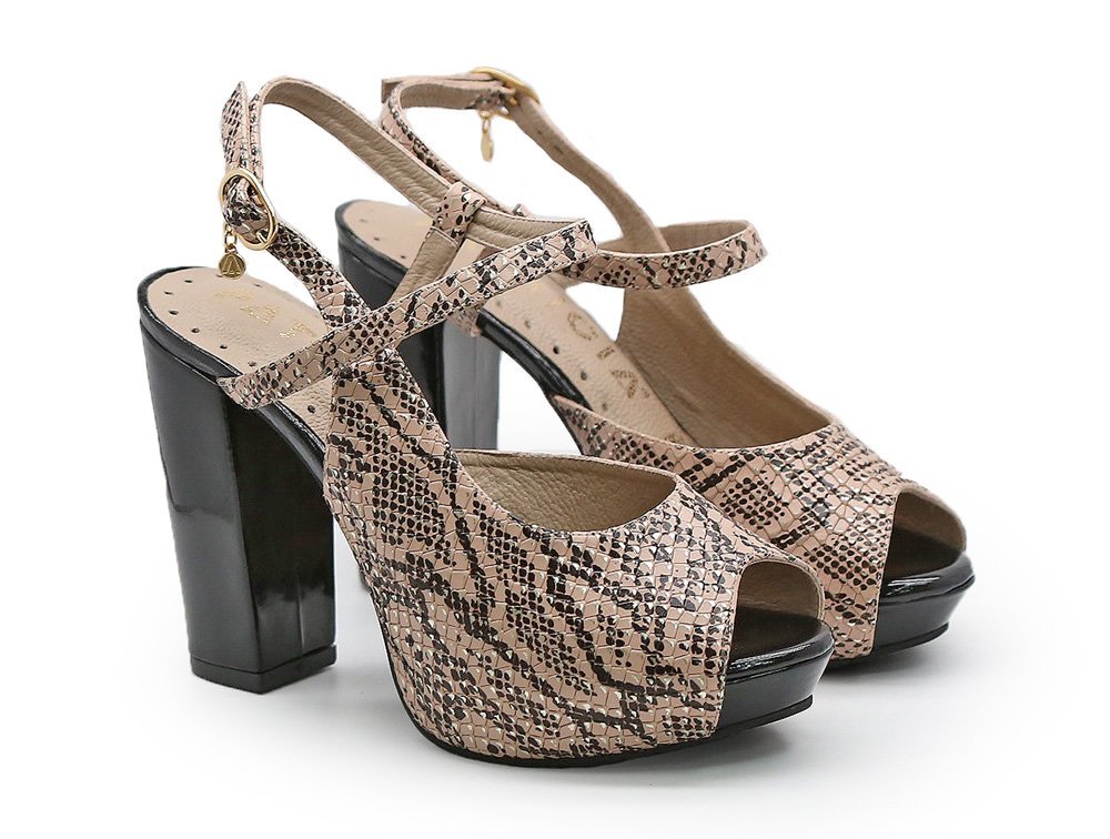 Alternative view of Zapatilla de tacon en cuero nude