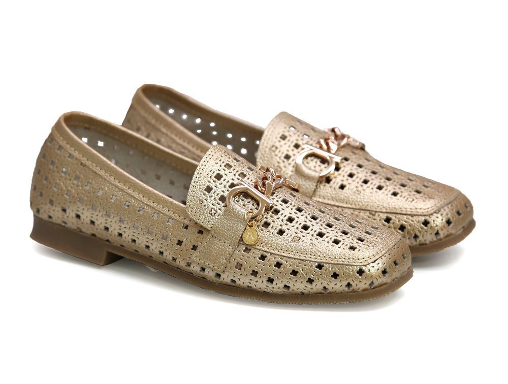 Alternative view of Baleta en cuero oro