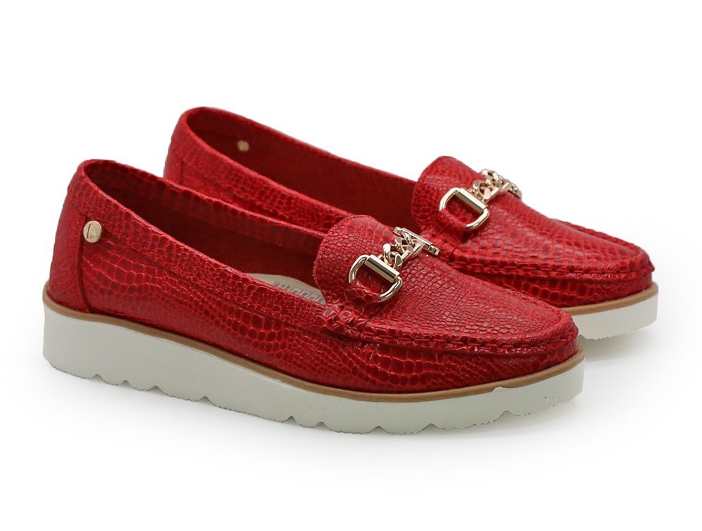 Alternative view of Mocasín en cuero rojo