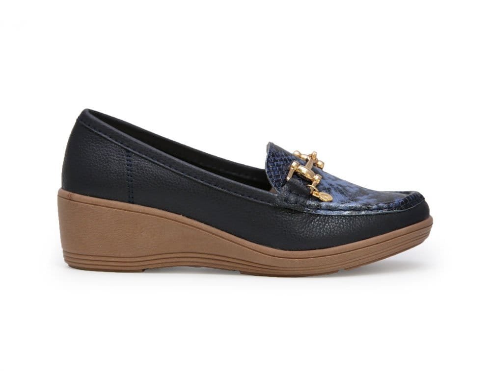 Mocasín en cuero azul