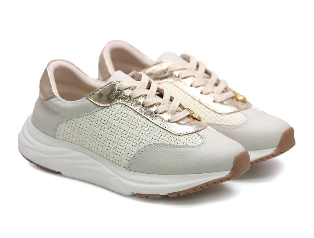 Alternative view of Tenis en cuero talco