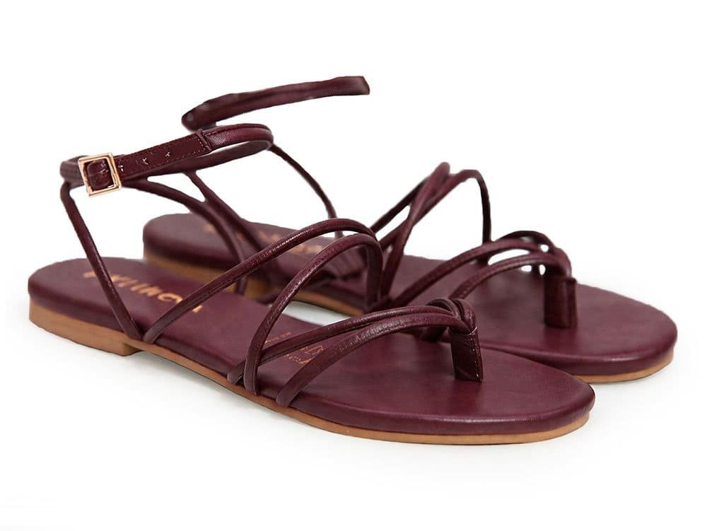 Alternative view of Sandalia en cuero uva