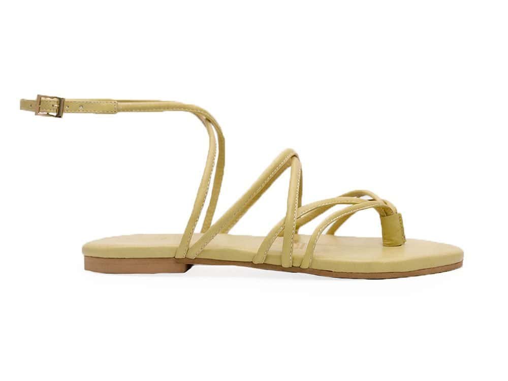 Sandalia en cuero verde