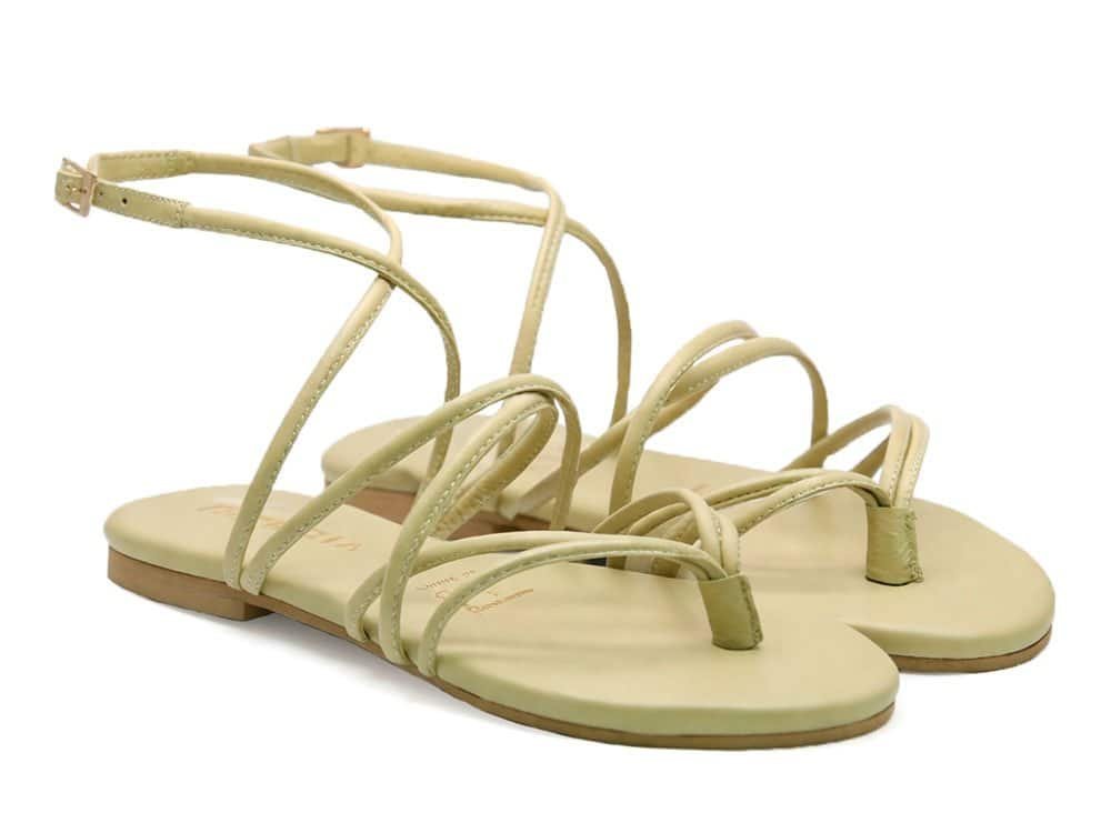 Alternative view of Sandalia en cuero verde