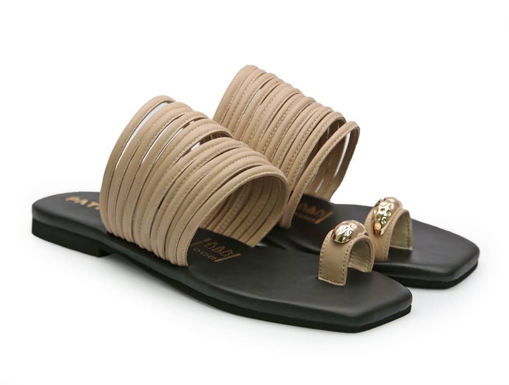 Alternative view of Sandalia en cuero taupe