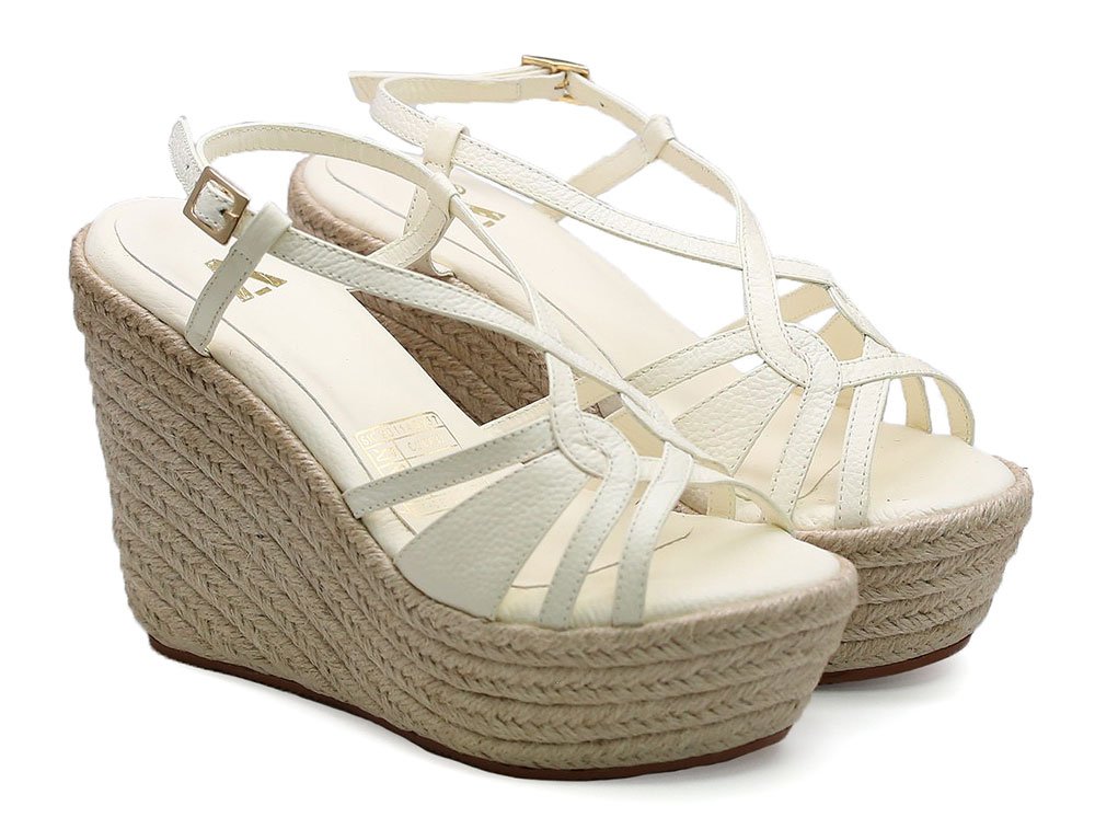 Alternative view of Sandalia en cuero blanco