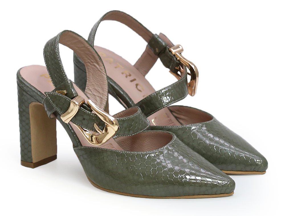 Alternative view of Zapatilla de tacon en cuero verde