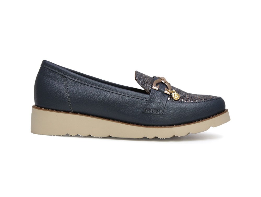 Mocasín en cuero azul