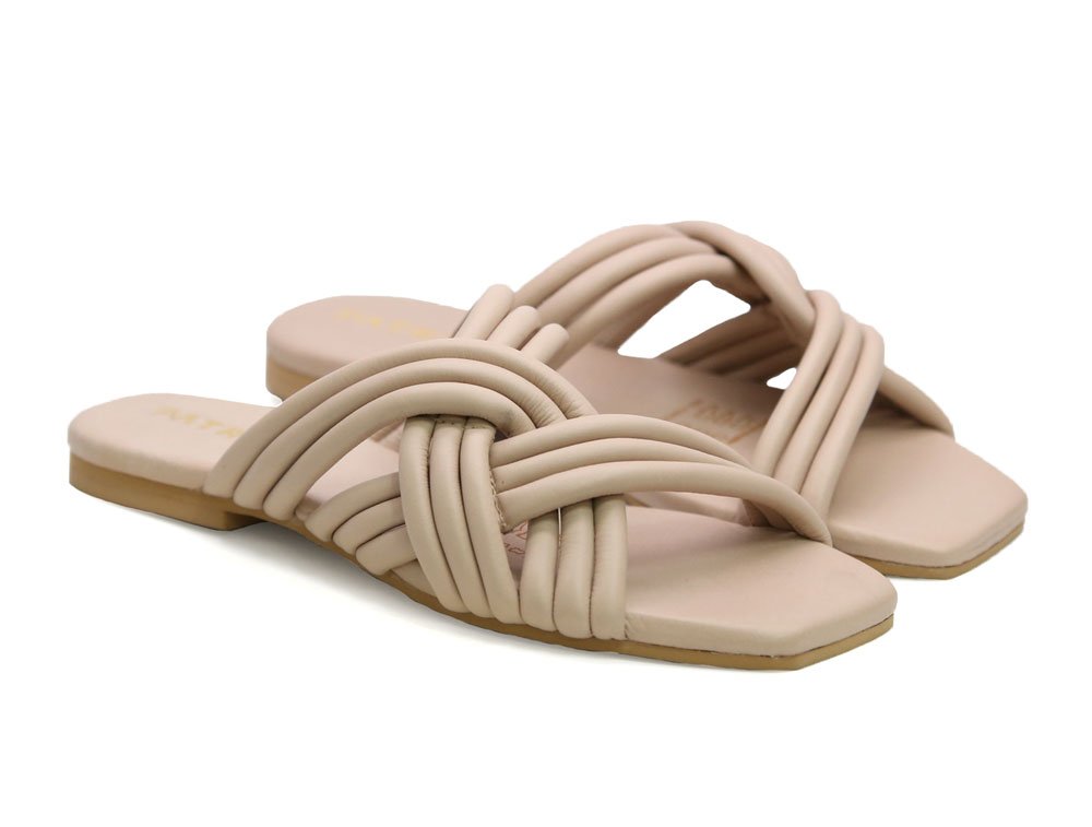 Alternative view of Sandalia en cuero taupe