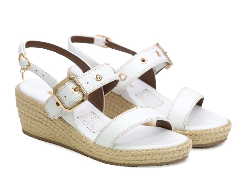 Alternative view of Sandalia en cuero blanco