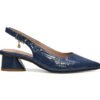 Zapatilla de tacon en cuero azul