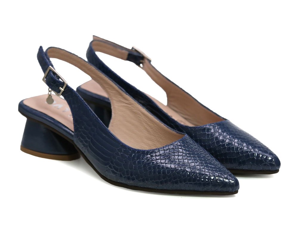 Alternative view of Zapatilla de tacon en cuero azul