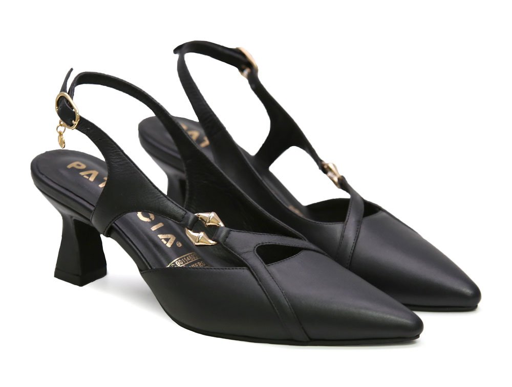 Alternative view of Zapatilla de tacon en cuero negro